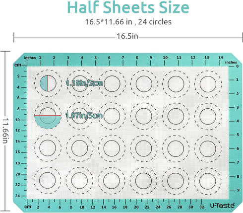 U-Taste 446ºF Heat Resistant Macaron Silicone Baking Mat, Non Stick Reusable Cookies Pastry Sheet Liner with Edge Enhancement Circle Measurement (...